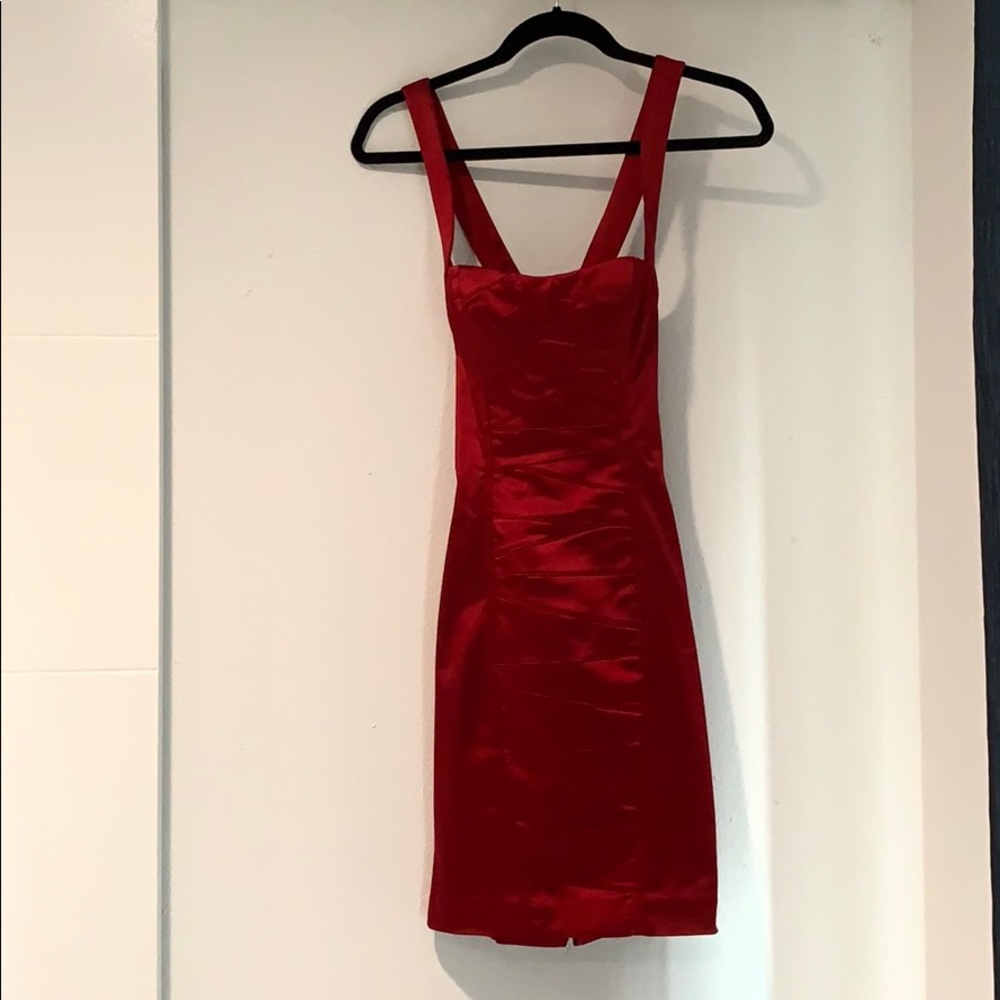 Bebe red satin dress